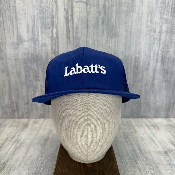 Labatts Blue Trucker Mesh Snapback Vtg Hat Cap - Picture 1 of 8